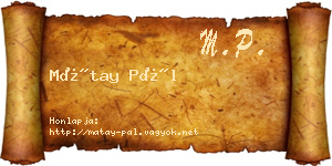 Mátay Pál névjegykártya